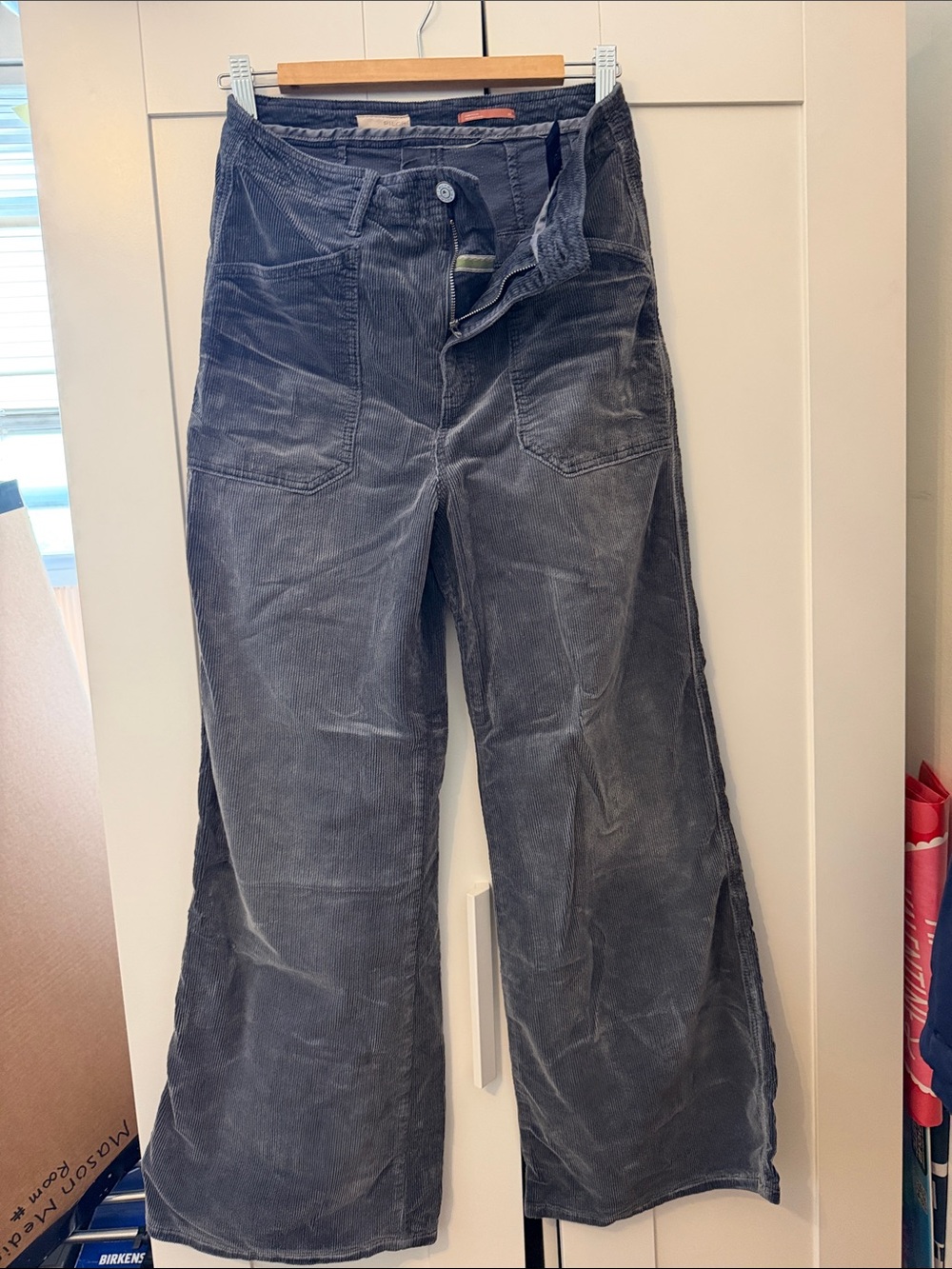 Free people Wide Leg Corduroy Pants in Washed Gray